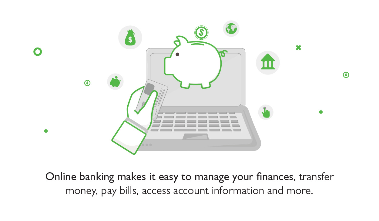 Laptop Illustration: Online banking makes it easy to manage your finances.